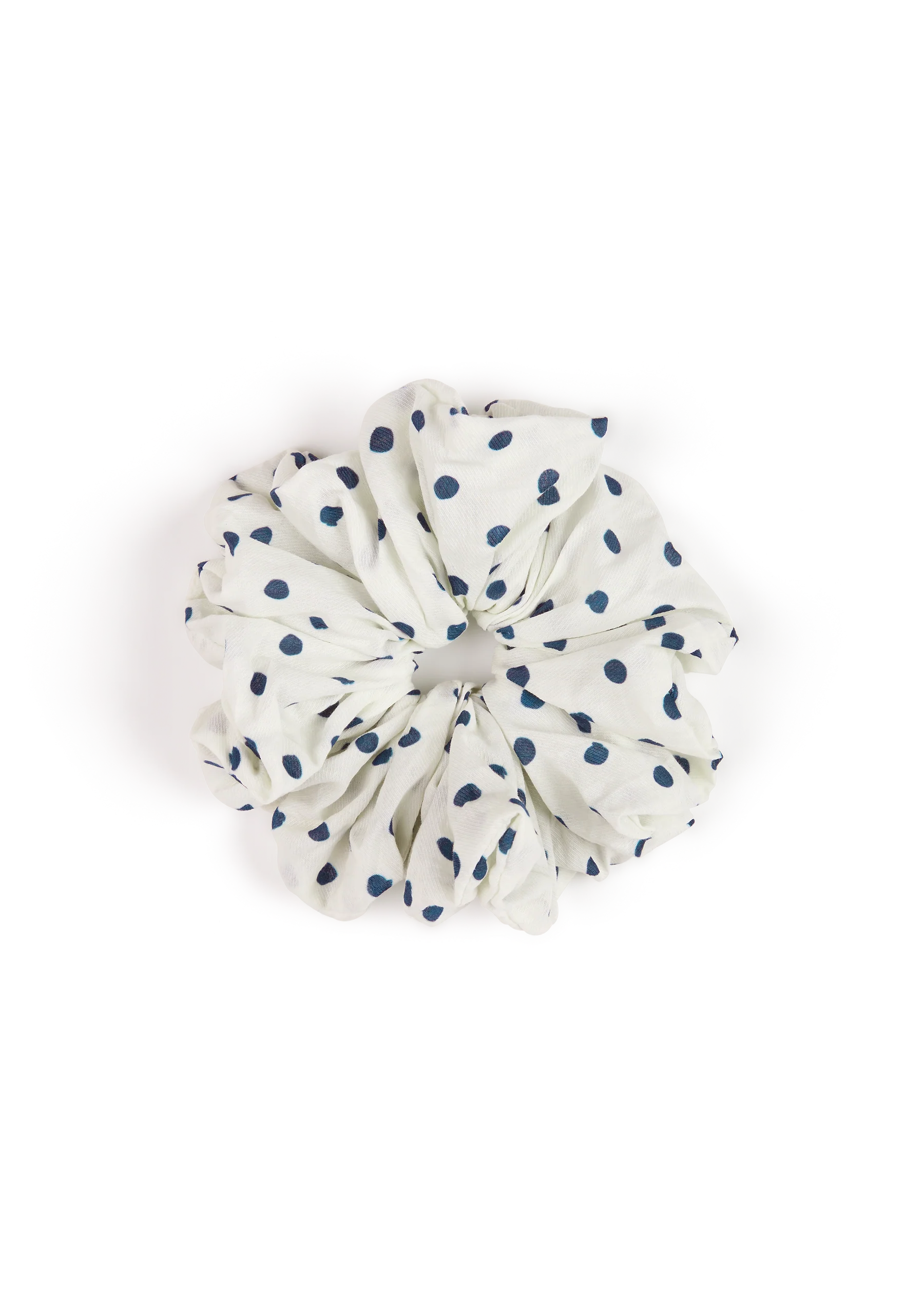 Scrunchie |Cream Polka Navy - Image 2
